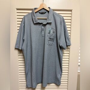 Travis Mathew Polo XXL Gray Truly Hard Seltzer Graphic Pocket Golf Travel Pima